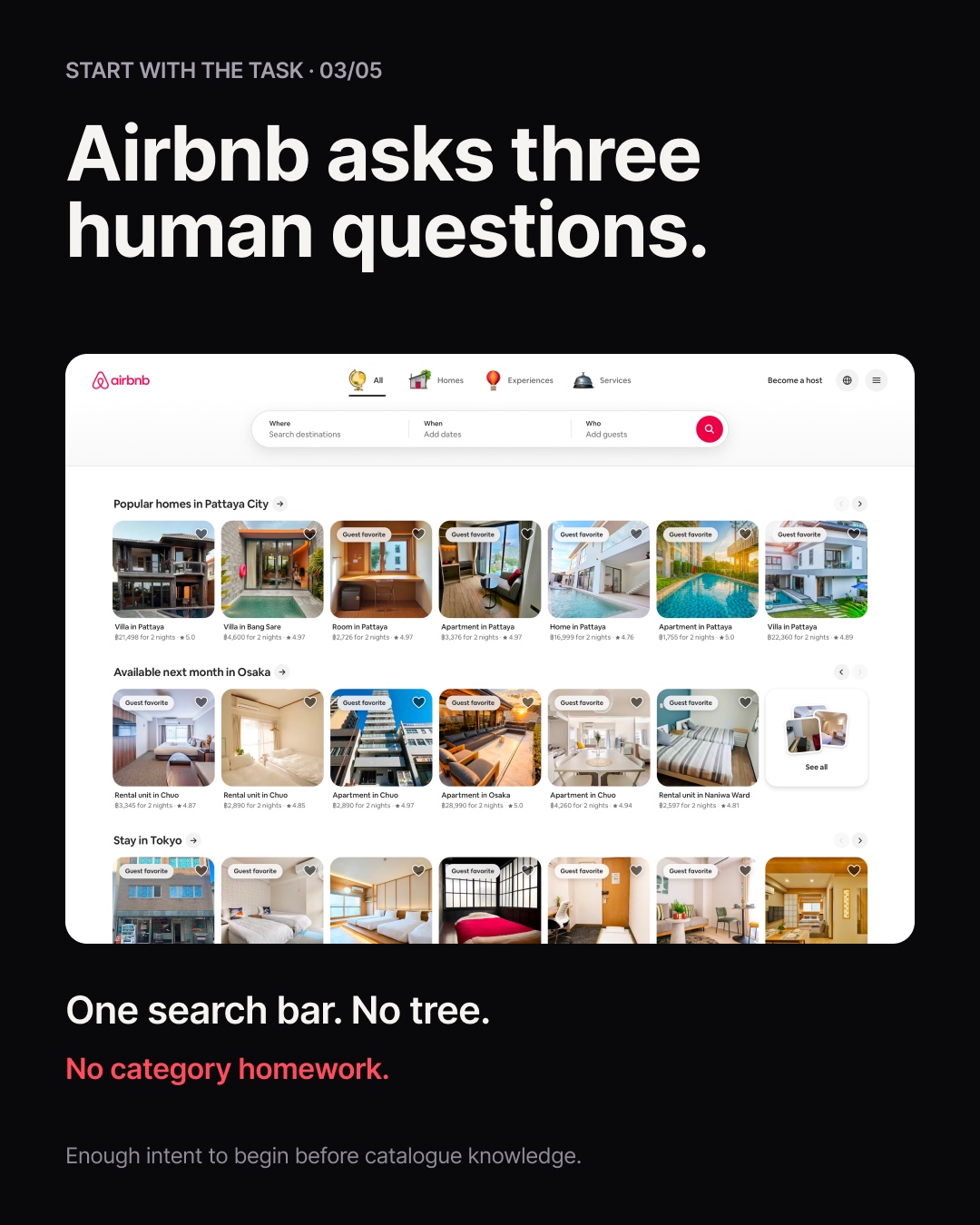 Airbnb's opening screen: where, when, who